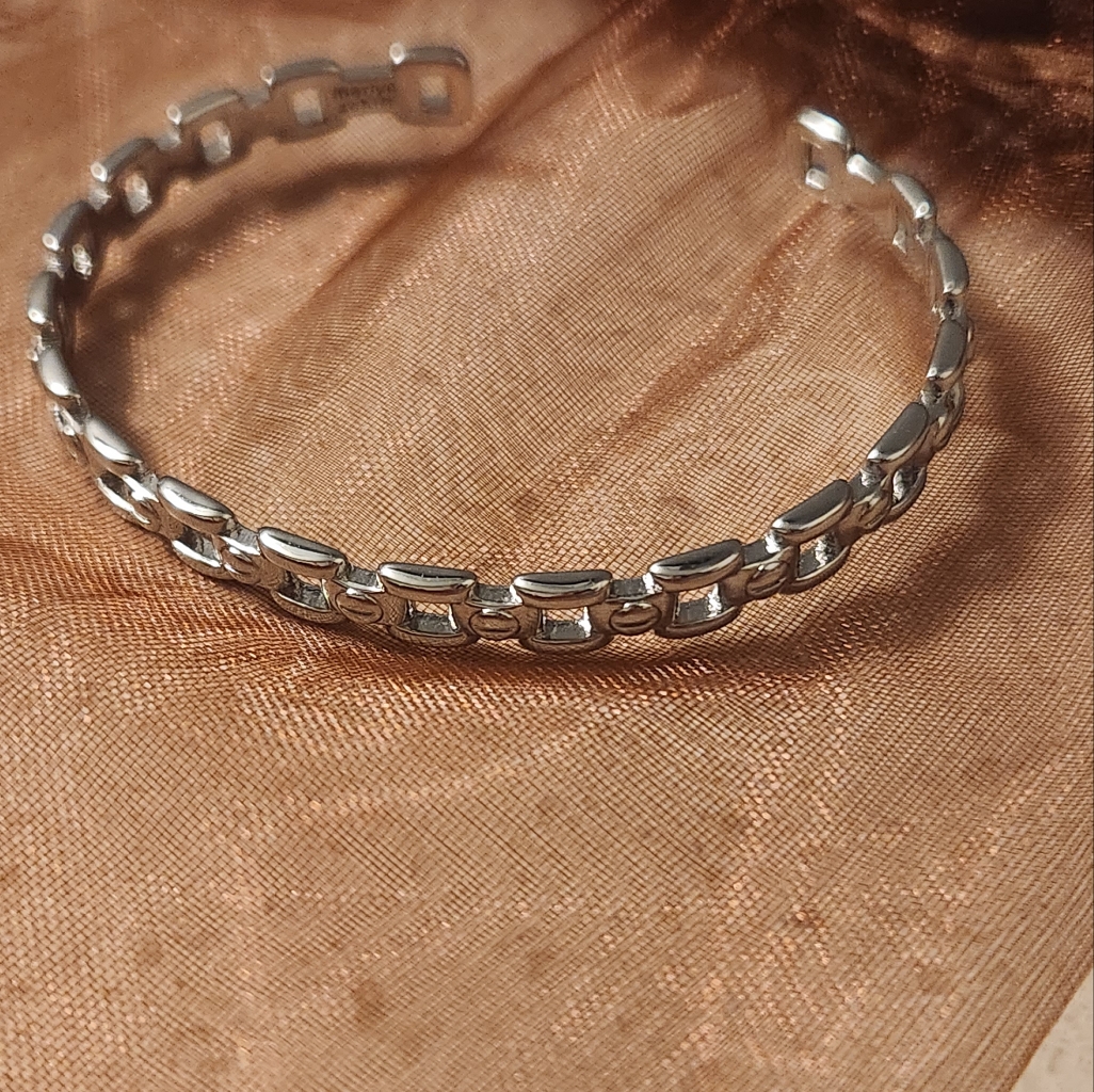Marlyn Schiff Square Cuff Chain Band Bracelet In Silver Color Stacking Jewelry